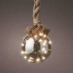 Déco Et Objet De Noël|Déco Et Objet Lumineux|KAEMINGK Suspension lumineuse à piles 30 LED (D14 cm) Boule de Noël ambrée Blanc chaud Ambre
