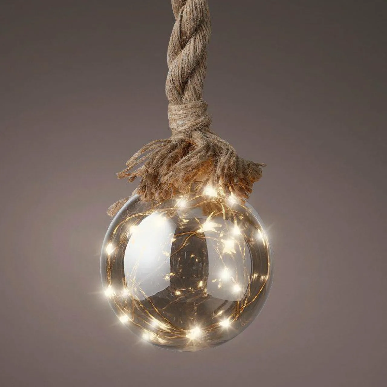 Déco Et Objet De Noël|Déco Et Objet Lumineux|KAEMINGK Suspension lumineuse à piles 30 LED (D14 cm) Boule de Noël ambrée Blanc chaud Ambre