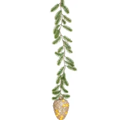 Déco Et Objet De Noël|Déco Et Objet Lumineux|KAEMINGK Suspension lumineuse à piles 15 LED (H21 cm) Sapinette et Pomme de pin Blanc chaud