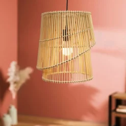 Lampe Suspension|EMINZA Suspension lumineuse design en bambou (H36 cm) Alicante Naturel