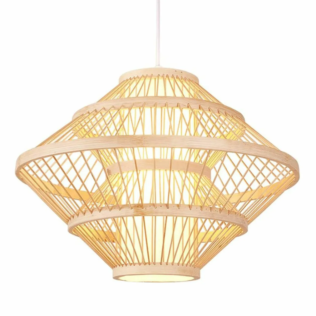 Lampe Suspension|EMINZA Suspension lumineuse design en bambou (D50 cm) Marbella Naturel