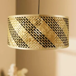 Lampe Suspension|EMINZA Suspension lumineuse en bambou (D50 cm) Frontera et naturel Noir