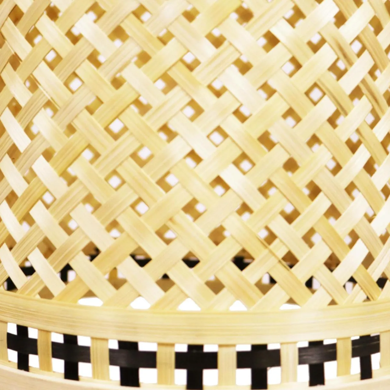 Lampe Suspension|EMINZA Suspension lumineuse en bambou (H30 cm) Estepona Noir et Naturel