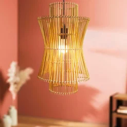 Lampe Suspension|EMINZA Suspension lumineuse en bambou (H52 cm) Morok Naturel