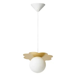 Lampe Suspension|OSTARIA Suspension lumineuse en métal et verre (D34 cm) Nacre Or