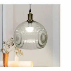 Lampe Suspension|EMINZA Suspension lumineuse en verre (D30 cm) Velden Transparent