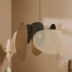 Lampe Suspension|OSTARIA Suspension lumineuse jute et lin (D66 cm) Filo Beige