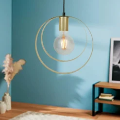 Lampe Suspension|OSTARIA Suspension lumineuse métal (D25,5 cm) Saturne Or