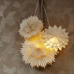 Déco Et Objet De Noël|Déco Et Objet Lumineux|KAEMINGK Suspension lumineuse papier LED (D40 cm) Origami Floralia Blanc