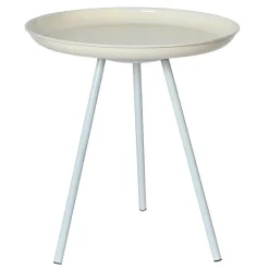 Déco Extérieur Et Cache-Pot|Déco Extérieur Et Cache-Pot|#N/A Table d'appoint ronde (H43 cm) Plateau émaillé Crème Beige