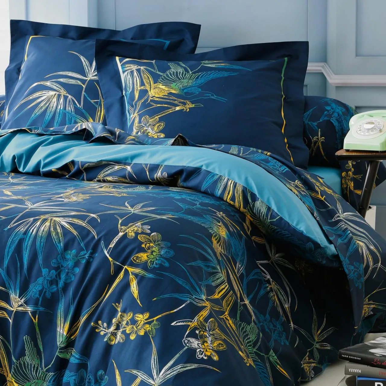 Taie D'Oreiller, Traversin|TRADILINGE Taie de traversin coton (L200 cm)Kimono e Bleu