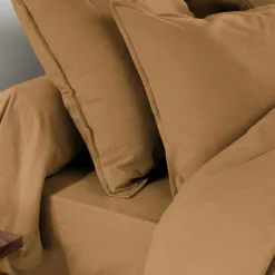 Taie D'Oreiller, Traversin|EMINZA Taie de traversin flanelle de coton (L185 cm) Théa Camel