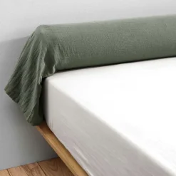 Taie D'Oreiller, Traversin|EMINZA Taie de traversin gaze de coton (L185 cm) Gaïa Vert romarin