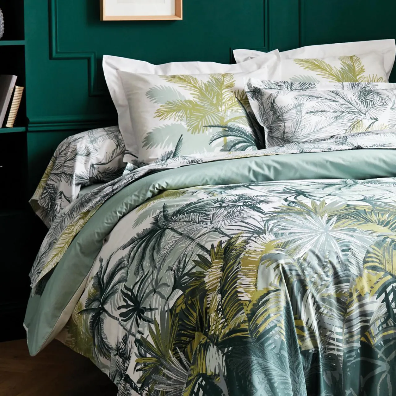 Taie D'Oreiller, Traversin|TRADILINGE Taie de traversin percale de coton (L200 cm) Trinidad Mousson e Vert