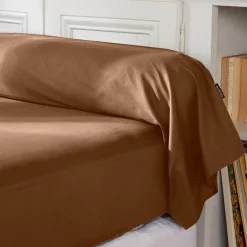 Taie D'Oreiller, Traversin|EMINZA Taie de traversin percale de coton (L185 cm) Cali Marron Chocolat