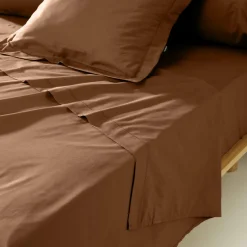 Taie D'Oreiller, Traversin|EMINZA Taie de traversin percale de coton (L185 cm) Cali Marron Chocolat