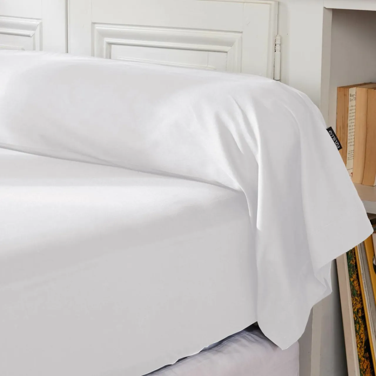 Taie D'Oreiller, Traversin|EMINZA Taie de traversin percale de coton (L185 cm) Cali Blanc