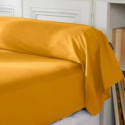 Taie D'Oreiller, Traversin|EMINZA Taie de traversin percale de coton (L185 cm) Cali Jaune moutarde
