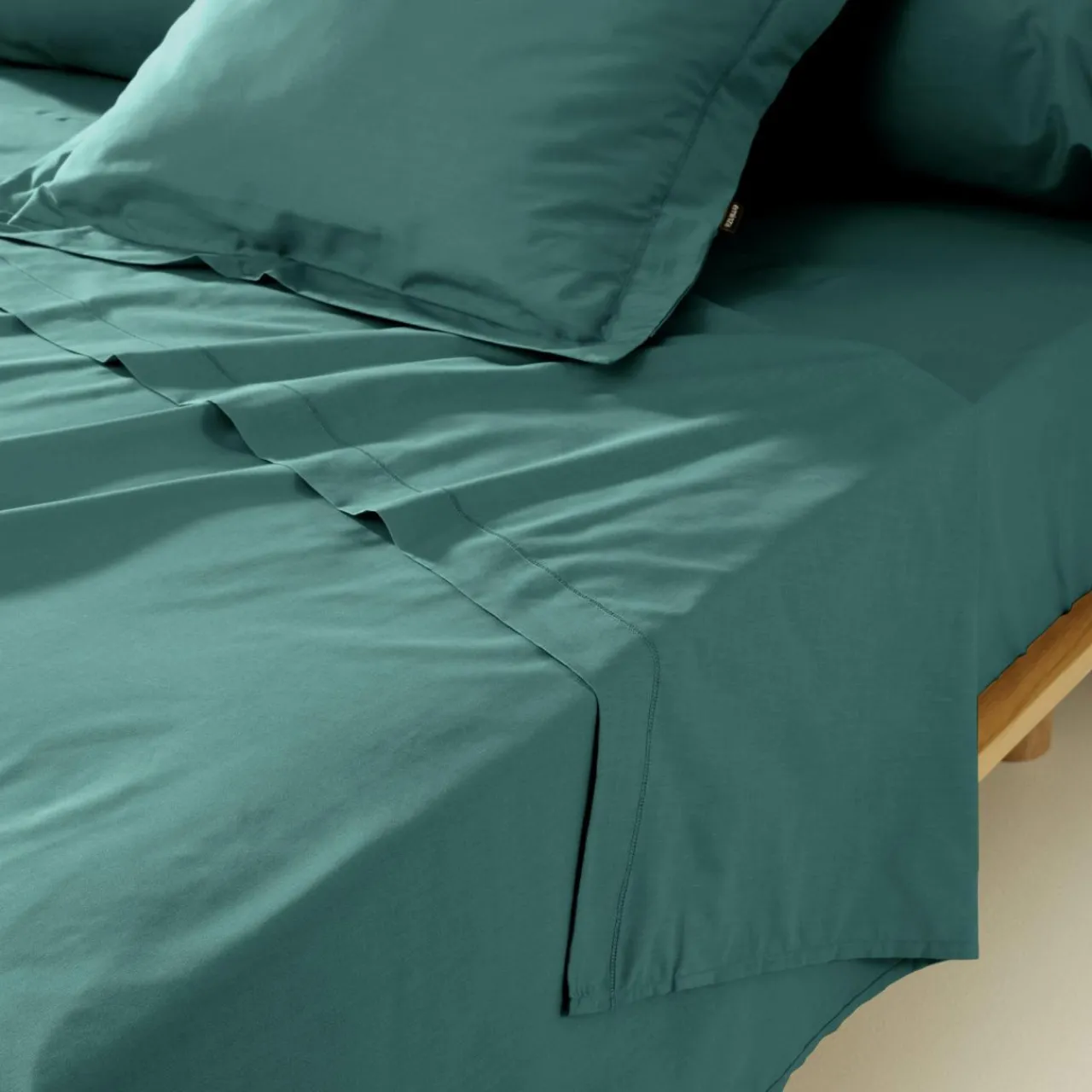 Taie D'Oreiller, Traversin|EMINZA Taie de traversin percale de coton (L185 cm) Cali Bleu canard