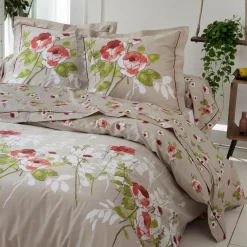 Taie D'Oreiller, Traversin|TRADILINGE Taie de traversin satin de coton (L200 cm) Roseraie ficelle Marron