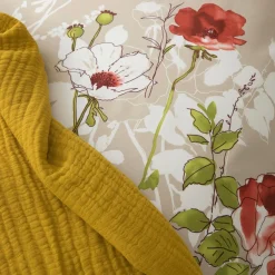 Taie D'Oreiller, Traversin|TRADILINGE Taie de traversin satin de coton (L200 cm) Roseraie ficelle Marron