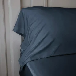 Taie D'Oreiller, Traversin|EMINZA Taie de traversin satin de bambou (L185 cm) Sienna Bleu minuit Bleu nuit