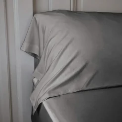 Taie D'Oreiller, Traversin|EMINZA Taie de traversin satin de bambou (L185 cm) Sienna granit Gris