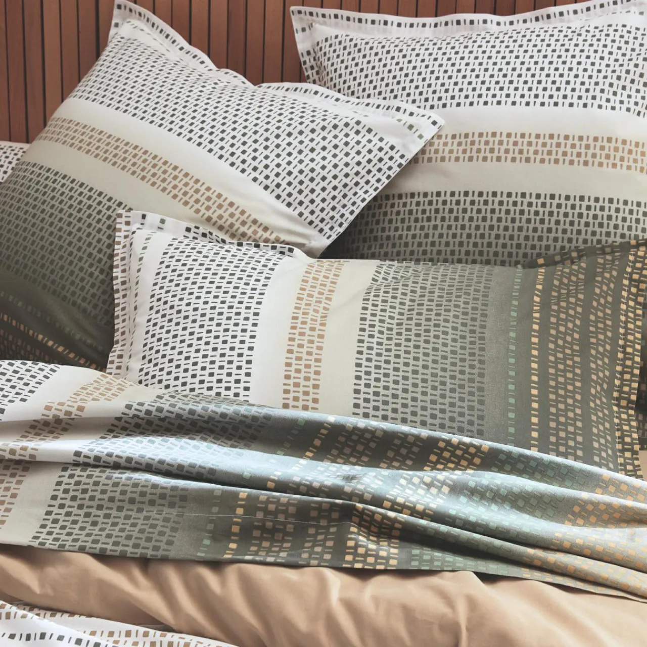 Taie D'Oreiller, Traversin|TRADILINGE Taie d'oreiller carrée coton (65 x 65 cm) Niagara Vert kaki