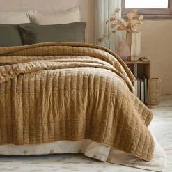 Taie D'Oreiller, Traversin|EMINZA Taie d'oreiller carrée coton (60 x 60 cm) Lena Camel