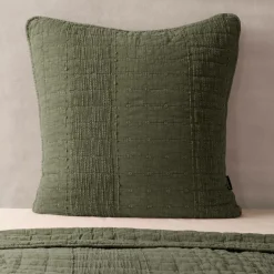 Taie D'Oreiller, Traversin|EMINZA Taie d'oreiller carrée coton (60 x 60 cm) Lena Vert romarin