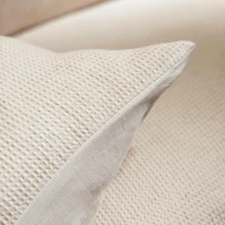 Taie D'Oreiller, Traversin|EMINZA Taie d'oreiller carrée coton nid d'abeille (60 x 60 cm) Eva Beige