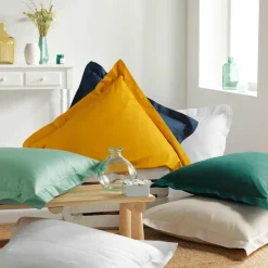 Taie D'Oreiller, Traversin|DOUCEUR D'INTERIEUR Taie d'oreiller carrée coton bio (63 x 63 cm) Biolina Vert sauge