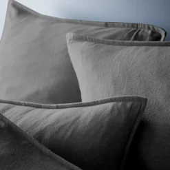 Taie D'Oreiller, Traversin|EMINZA Taie d'oreiller carrée flanelle de coton (63 x 63 cm) Théa Gris Anthracite