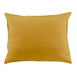 Taie D'Oreiller, Traversin|EMINZA Taie d'oreiller carrée flanelle de coton (80 x 80 cm) Nina Jaune ocre