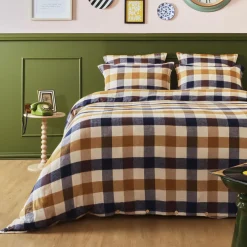 Taie D'Oreiller, Traversin|EMINZA Taie d'oreiller carrée flanelle de coton (80 x 80 cm) Nina carreaux Multicolore Carreau Multicolore