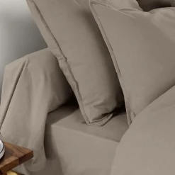 Taie D'Oreiller, Traversin|EMINZA Taie d'oreiller carrée flanelle de coton (63 x 63 cm) Nina Ficelle