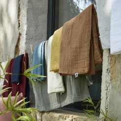 Taie D'Oreiller, Traversin|EMINZA Taie d'oreiller carrée gaze de coton (60 x 60 cm) Gaïa Boho Jaune safran