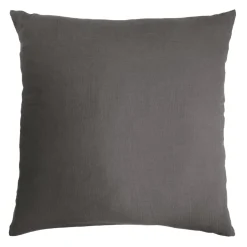 Taie D'Oreiller, Traversin|EMINZA Taie d'oreiller carrée gaze de coton (60 x 60 cm) Gaïa Gris granit Gris foncé