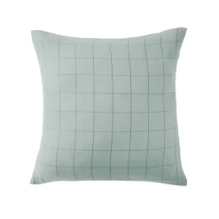 Taie D'Oreiller, Traversin|EMINZA Taie d'oreiller carrée gaze de coton (60 x 60 cm) Gaïa Match Vert Eucalyptus