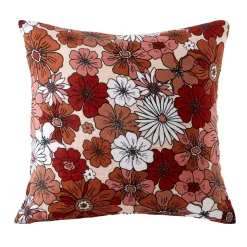 Taie D'Oreiller, Traversin|EMINZA Taie d'oreiller carrée gaze de coton (60 x 60 cm) Gaïa Azalée Terracotta