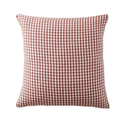 Taie D'Oreiller, Traversin|EMINZA Taie d'oreiller carrée gaze de coton (80 x 80 cm) Gaïa Vichy terracotta