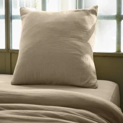 Taie D'Oreiller, Traversin|EMINZA Taie d'oreiller carrée gaze de coton (60 x 60 cm) Gaïa Ficelle