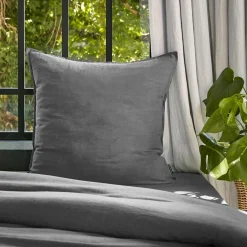 Taie D'Oreiller, Traversin|EMINZA Taie d'oreiller carrée lyocell Tencel™ lavé (63 x 63 cm) Olivia granit Gris