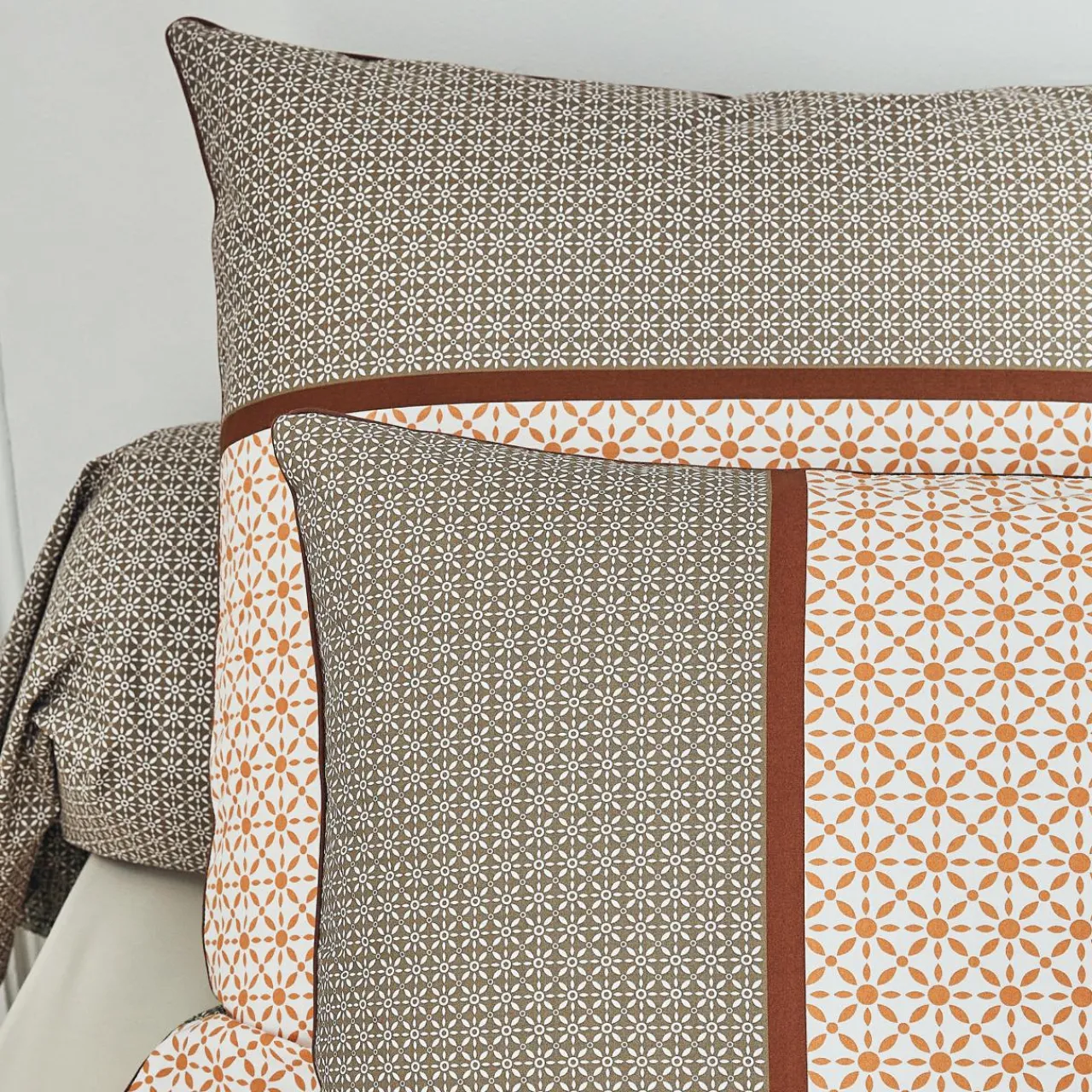 Taie D'Oreiller, Traversin|TRADILINGE Taie d'oreiller carrée percale de coton (65 x 65 cm) Gabin Multicolore