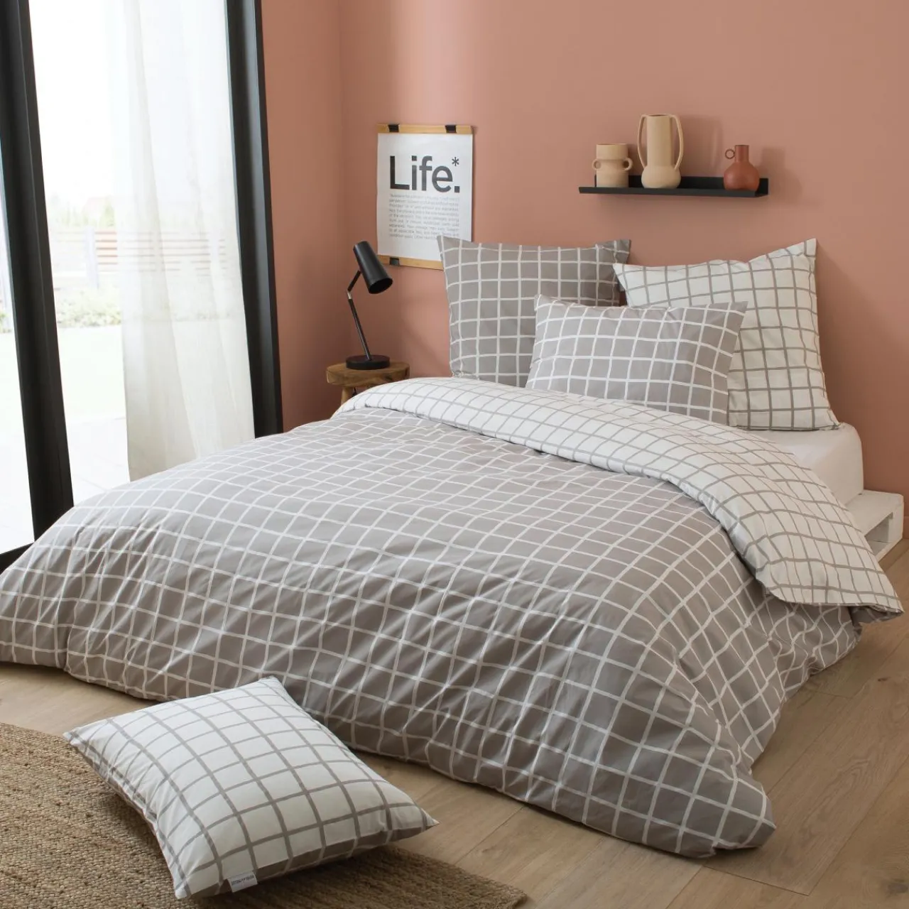 Taie D'Oreiller, Traversin|TRADILINGE Taie d'oreiller carrée percale de coton (65 x 65 cm) Max e Gris