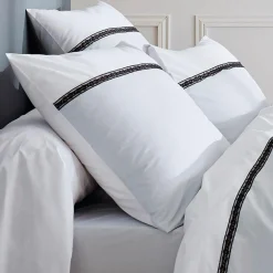 Taie D'Oreiller, Traversin|TRADI LINGE Taie d'oreiller carrée percale de coton Passion he Blanc