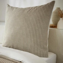 Taie D'Oreiller, Traversin|EMINZA Taie d'oreiller carrée réversible coton texturé et percale (80 x 80 cm) Alice Ecru