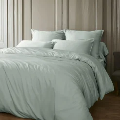 Taie D'Oreiller, Traversin|EMINZA Taie d'oreiller carrée satin de bambou (63 x 63 cm) Sienna Vert Eucalyptus