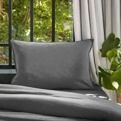 Taie D'Oreiller, Traversin|EMINZA Taie d'oreiller rectangulaire lyocell Tencel™ lavé (50 x 80 cm) Olivia granit Gris