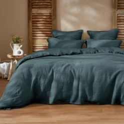 Taie D'Oreiller, Traversin|EMINZA Taie d'oreiller rectangulaire lin lavé (50 x 70 cm) Louise Gris ardoise